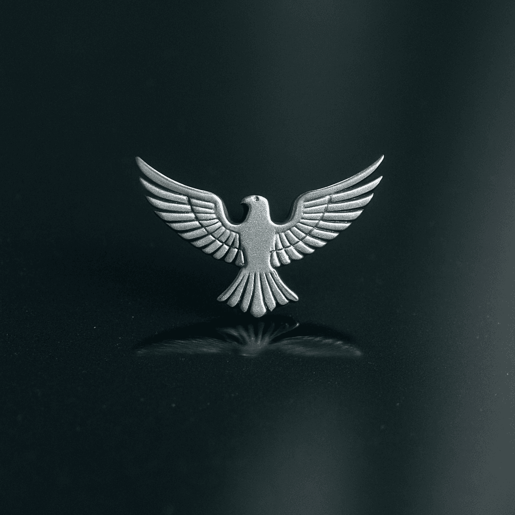 Silver eagle brooch for men – premium winged bird lapel pin with reflection