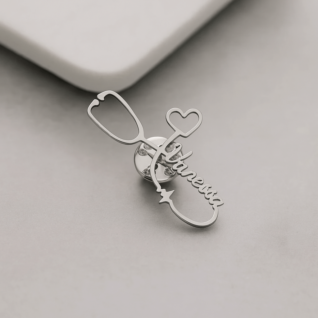 Personalized Nurse Brooch – Custom Stethoscope Lapel Pin for Doctors & Nurses