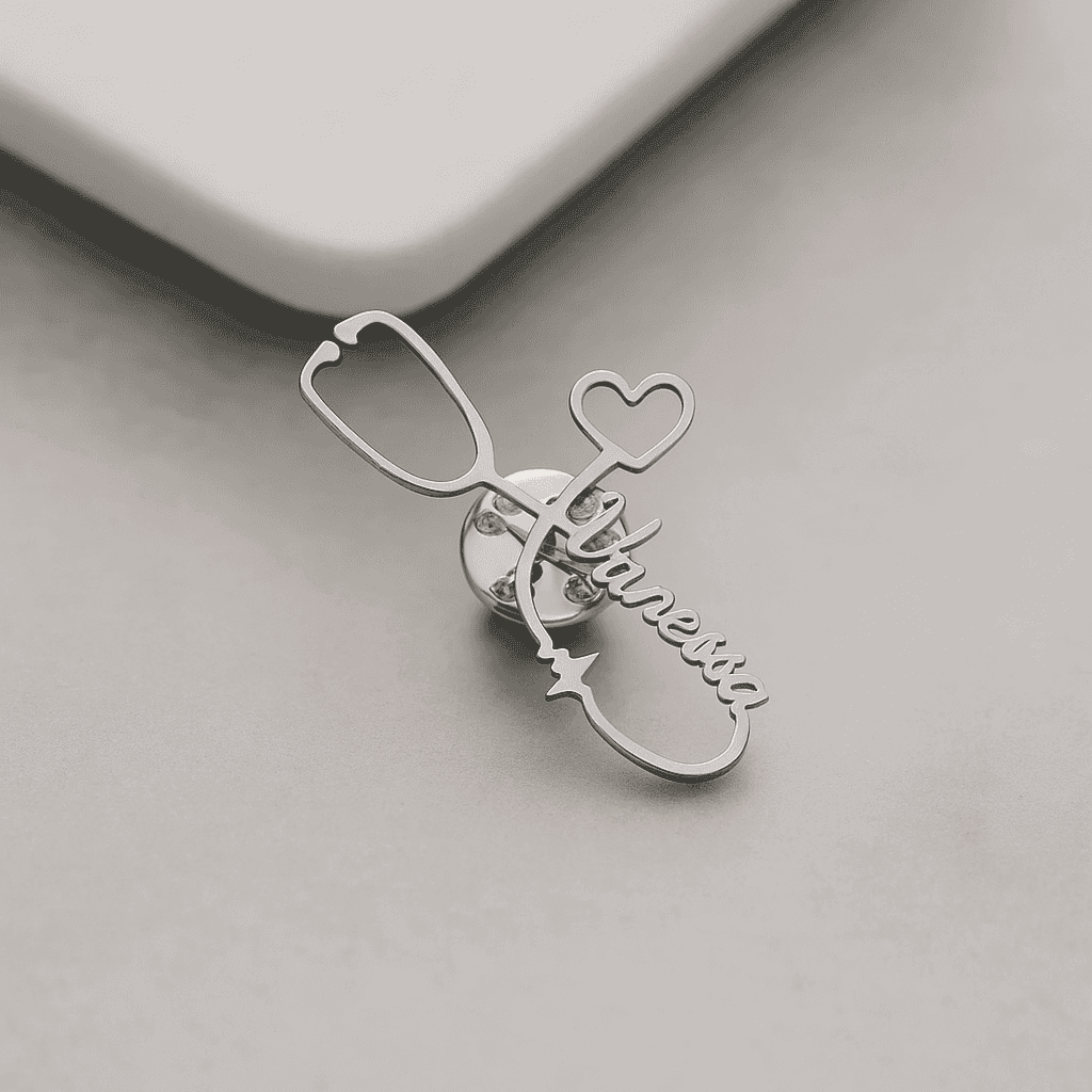 Personalized Nurse Brooch – Custom Stethoscope Lapel Pin for Doctors & Nurses