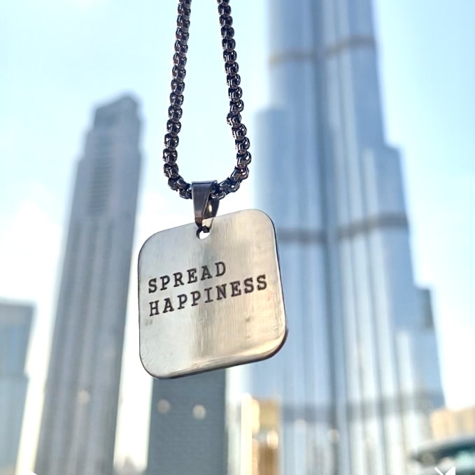 Men Square Name Necklace Fashion Pendant