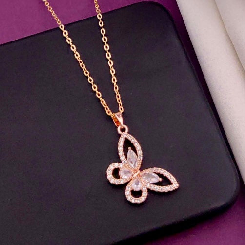 Minimal Diamond Butterfly Rose gold plated Necklace