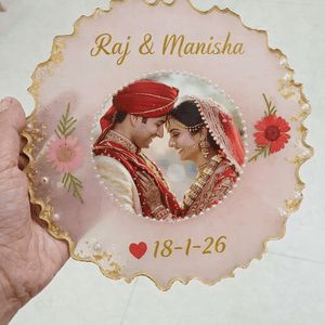 personalized wedding couple photo plaque with name and date in india