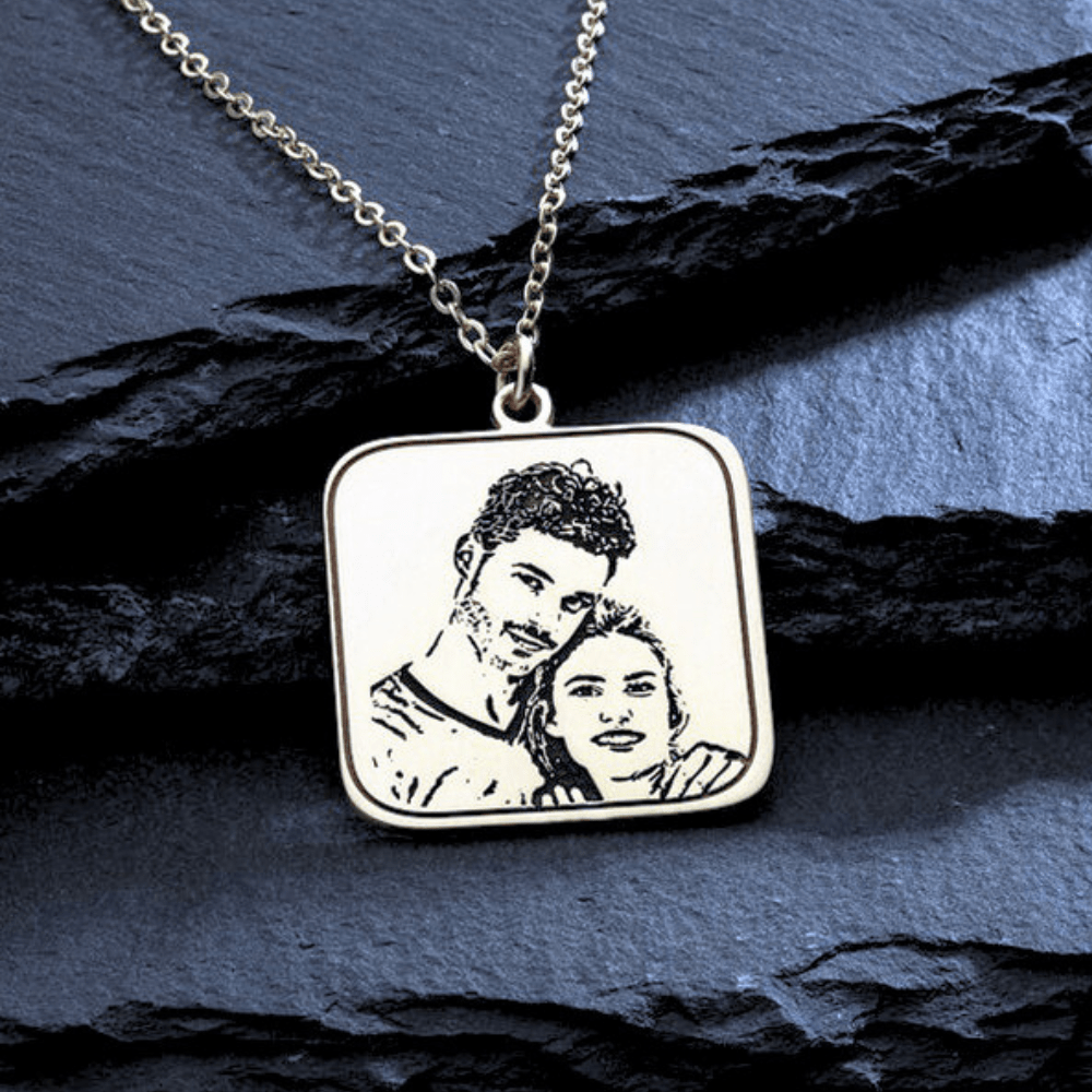 Square Photo necklace engraved Ankx gift –