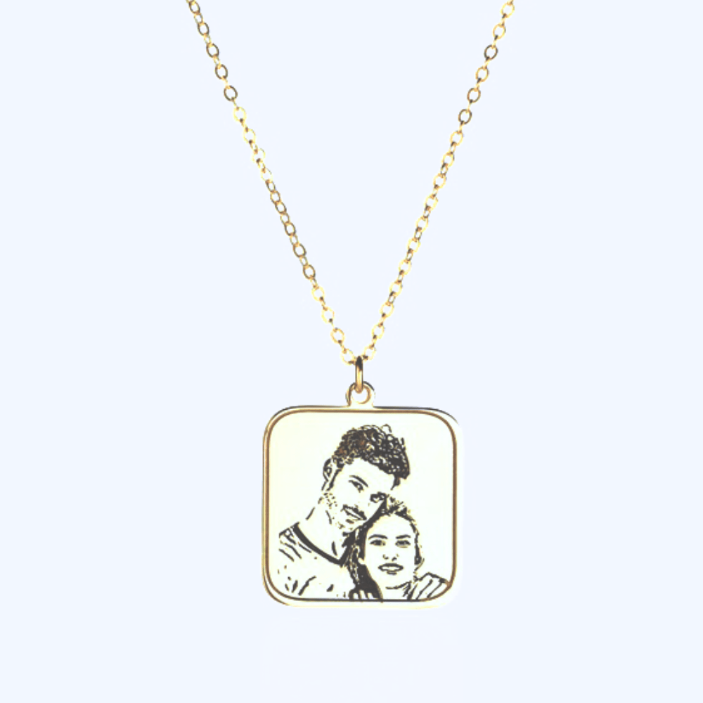 Square Photo necklace engraved Ankx gift
