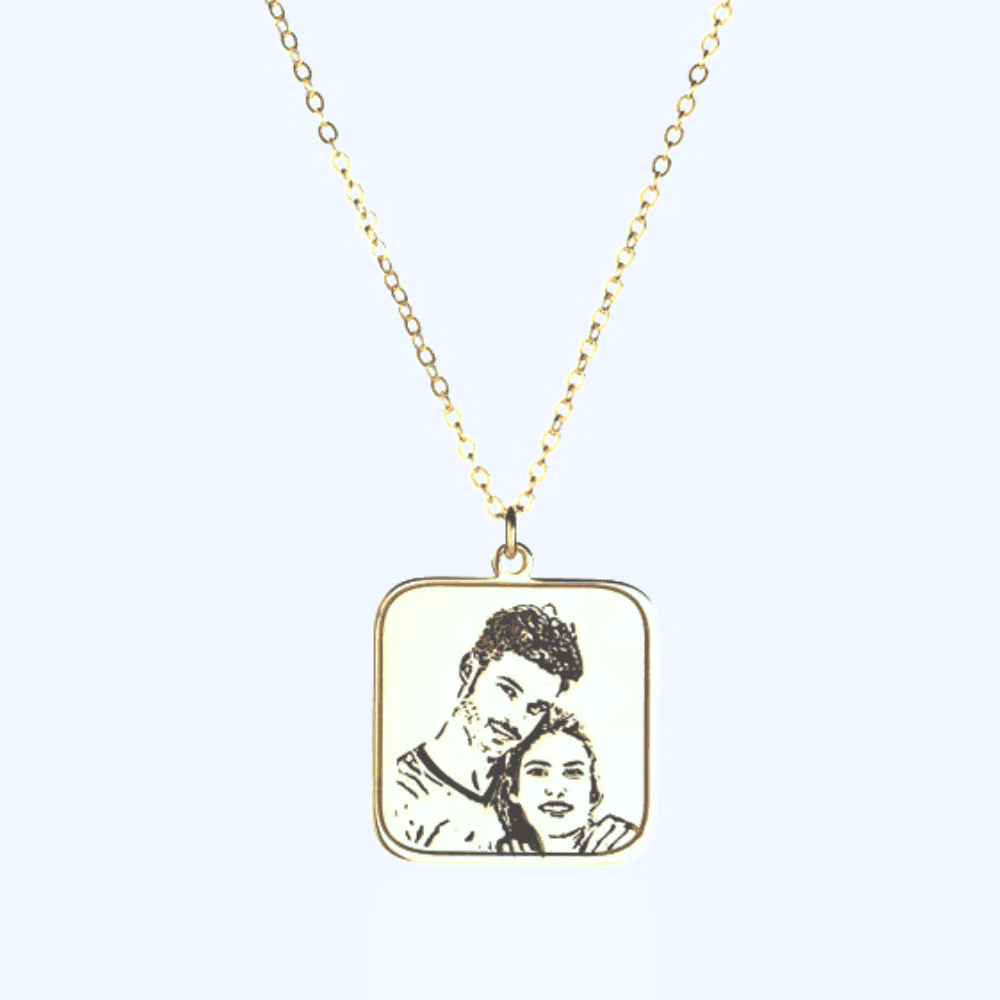 Square Photo necklace engraved Ankx gift