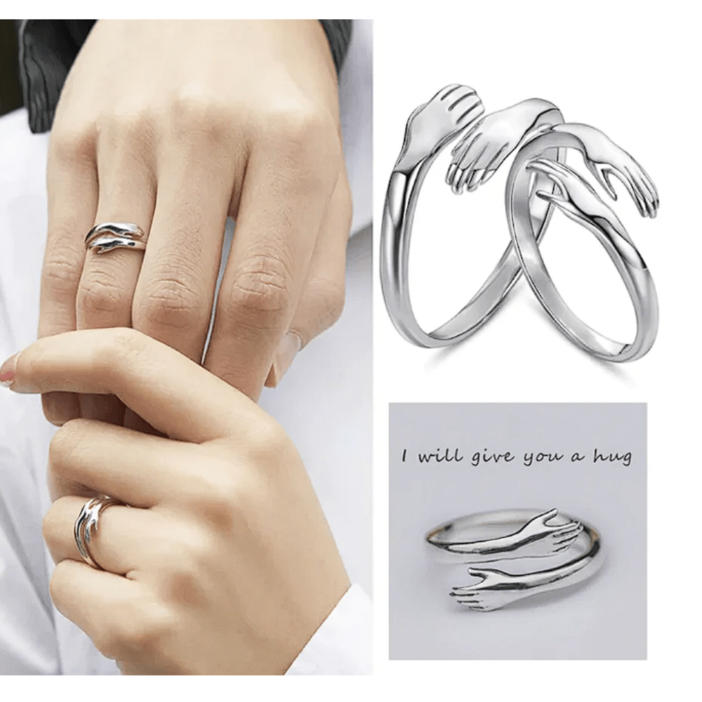 Silver Plated HUG Ring (Adjustable size)