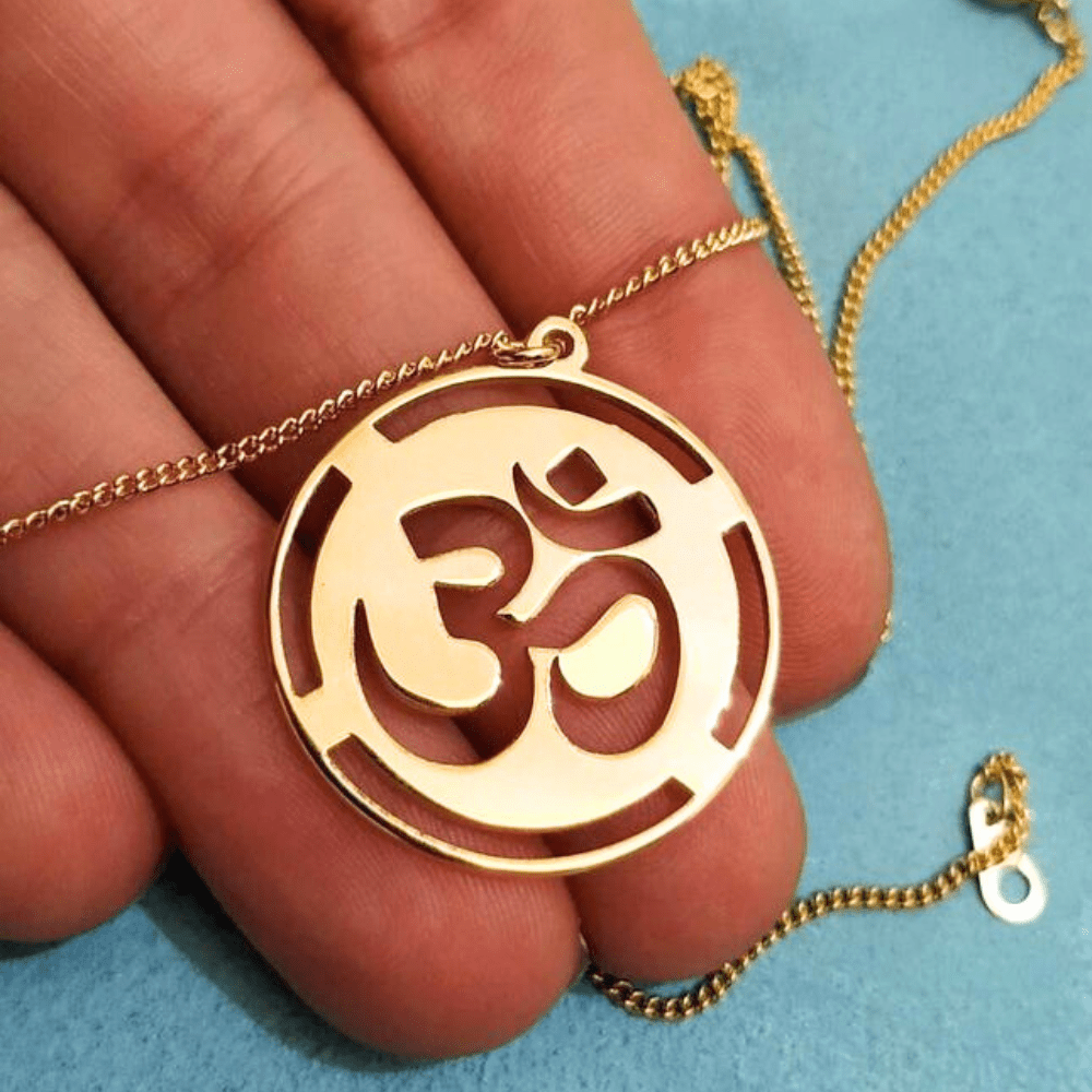 Round OM Necklace Pendant (Silver/ Gold Color Plated)
