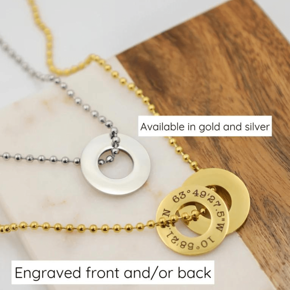 Men Custom Disc Name Necklace Round