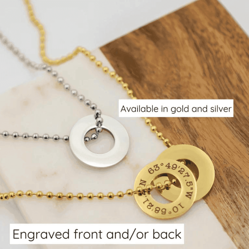 Men Custom Disc Name Necklace Round