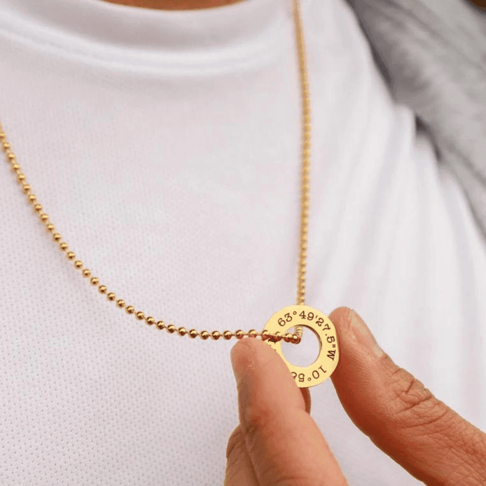 Men Custom Disc Name Necklace Round