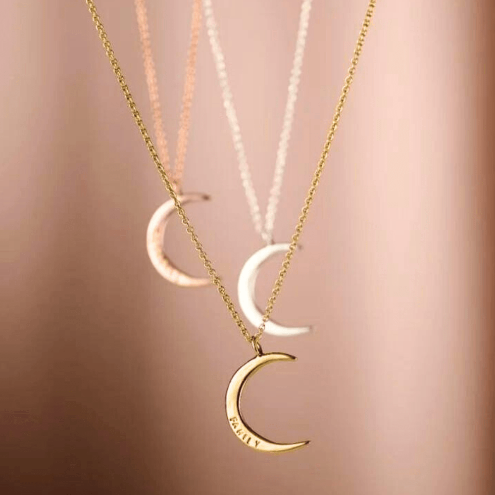 Half moon name necklace (Gold Or Silver plated)