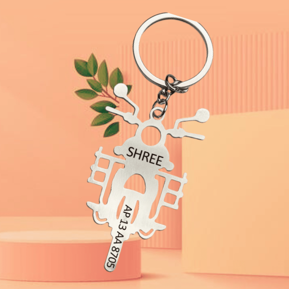 Keychain For Bike Custom Name Keyring With Name And Vehicle Number