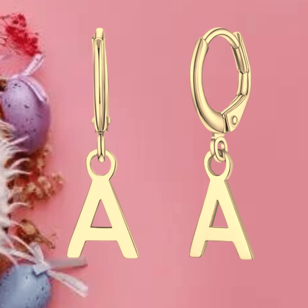 Small initial letter earring set