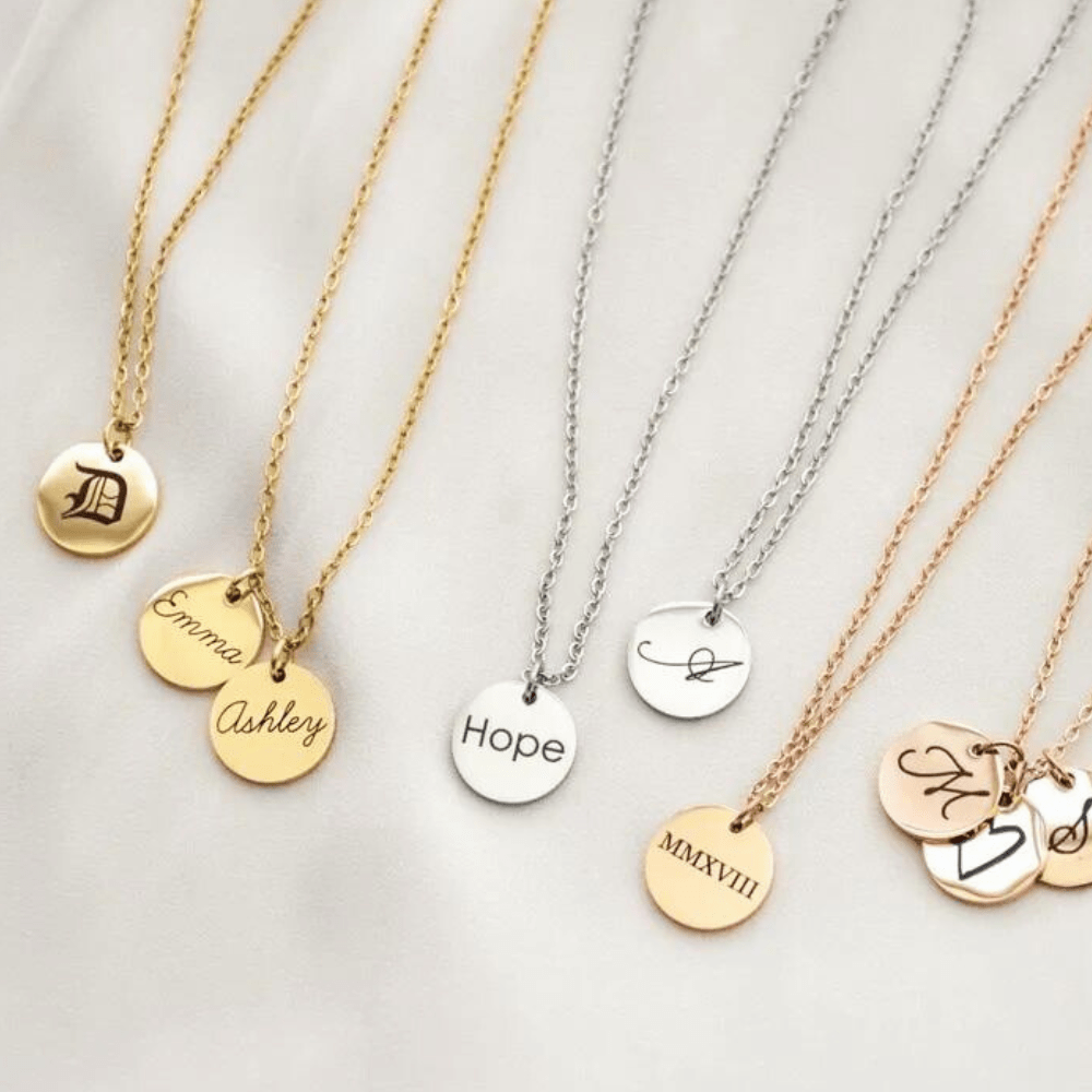 Personalized Jewelry Gift For Her Necklace For Mom Initial Necklace Mother Necklace Charm Necklace Back to College Gift round small Monogram Necklace