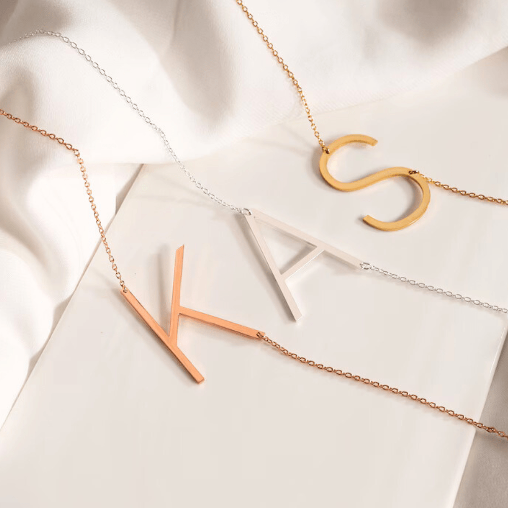 Custom Large Initial Necklace Big Letter Necklace - Select from A to Z letter