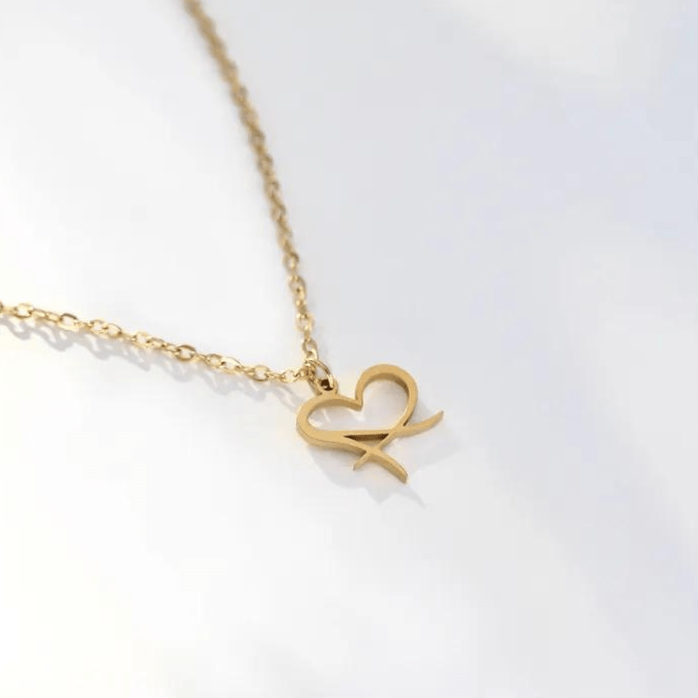 Custom Alphabet Necklace Small Letter initial with heart