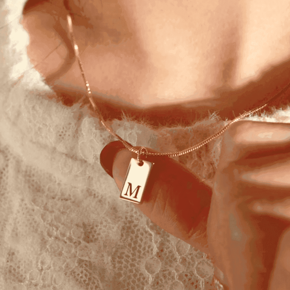 Both side Custom Initial Letter Necklace Both side initial stamp