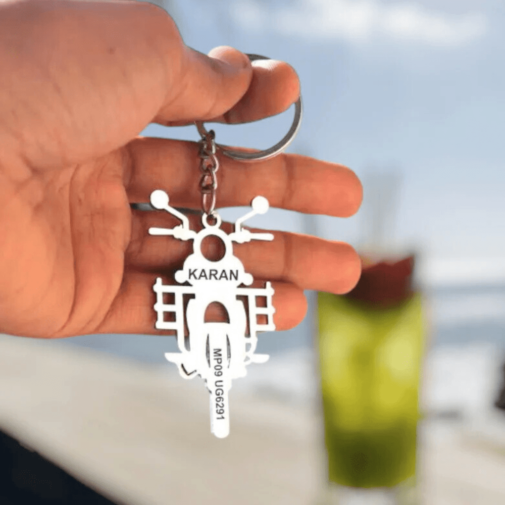 Keychain For Bike Custom Name Keyring With Name And Vehicle Number
