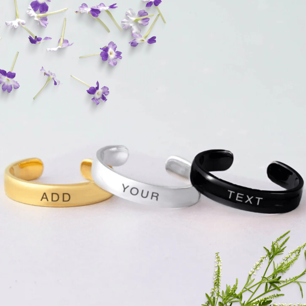 Pack of 2  - Custom Name Ring Adjustable Size For Men And Women