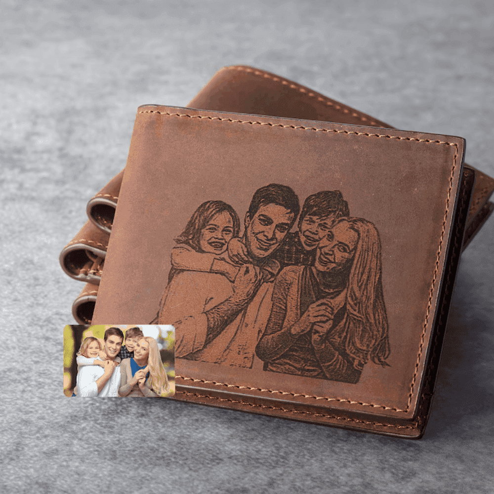 Leather Photo Engrave Wallet for Men