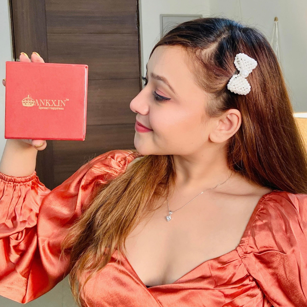 Silver Heart Diamond Necklace Pure Sterling Silver 925 With Silver Chain