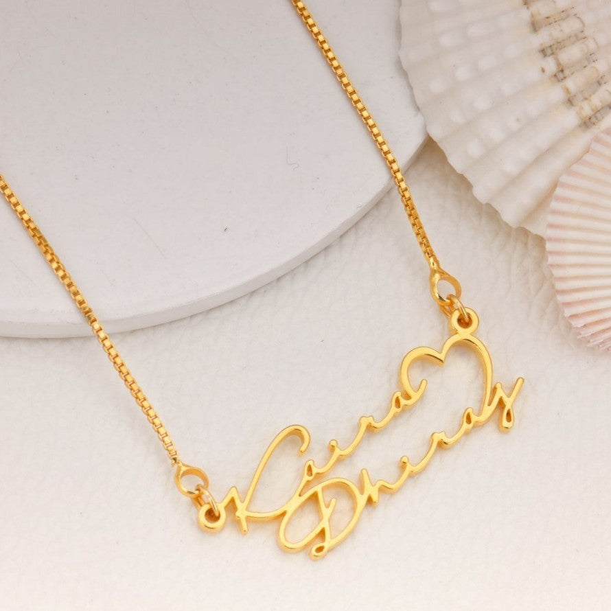 Custom Couple Name Necklace Double Name signature style