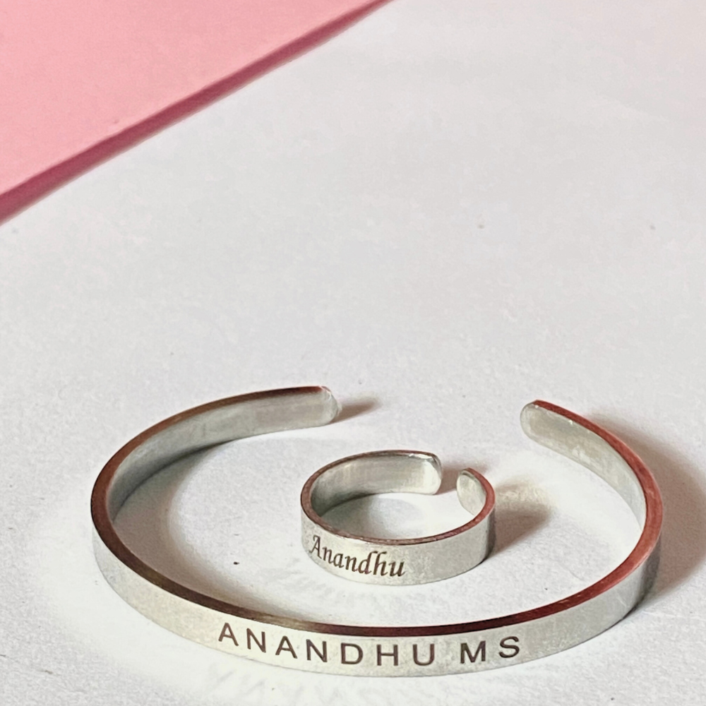 Ankx.in personalized jewellery combo pack featuring custom engraved bracelets in silver finish