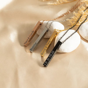 Ankx.in personalized Bar Name Necklace in rose gold silver gold and black with custom engraving