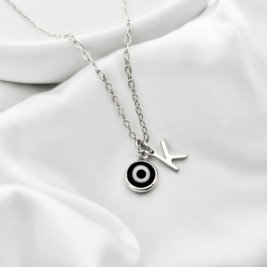Sterling Silver Evil Eye Pendant Necklace with Charm on a Delicate Chain