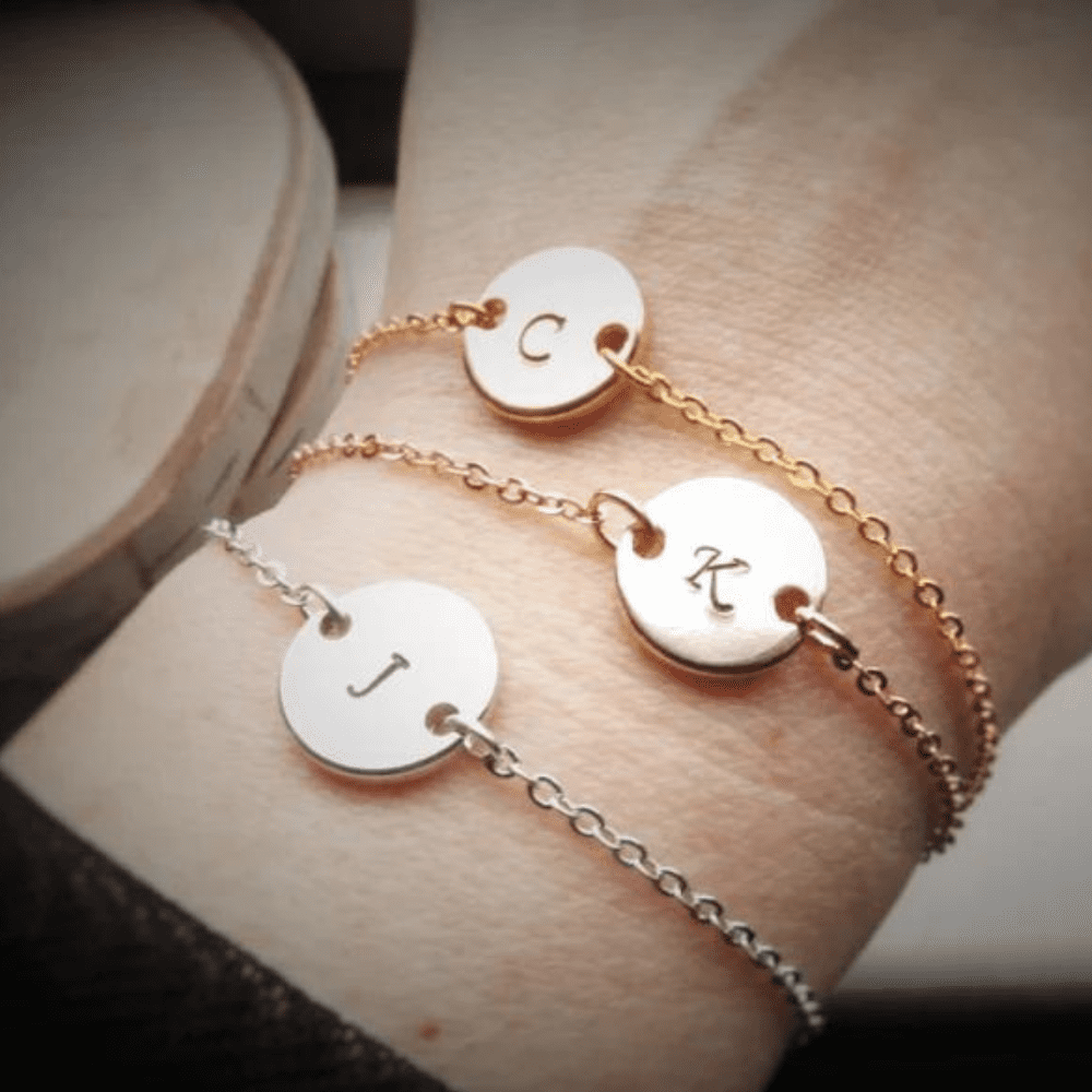 Small circle initial Chain Name Bracelet For Men And Women