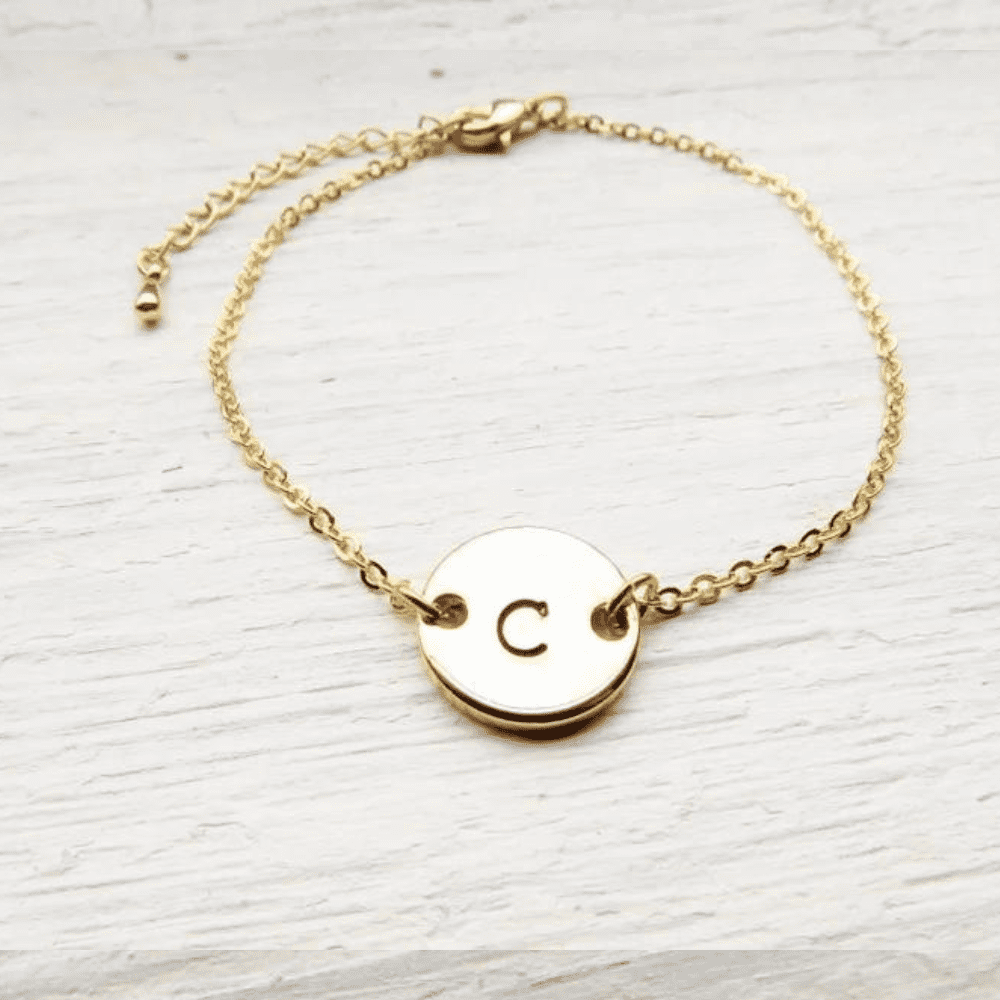 Small circle initial Chain Name Bracelet For Men And Women