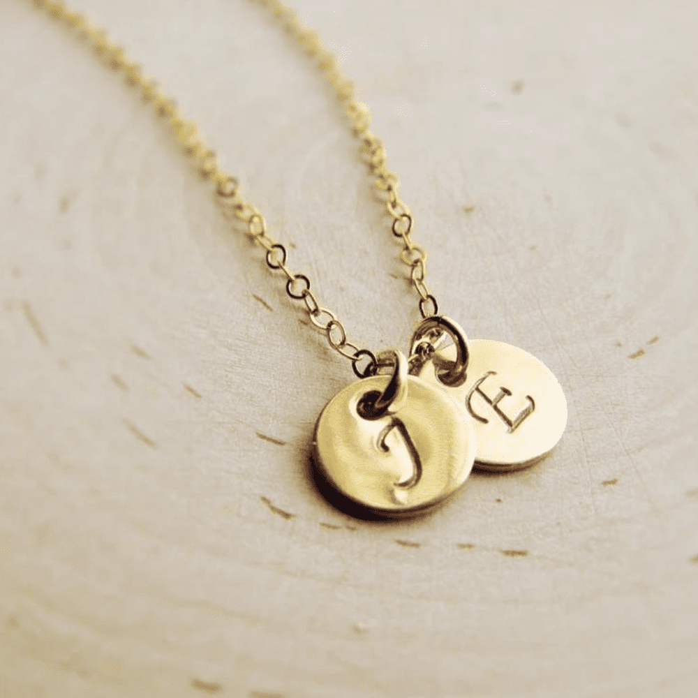 Custom 2 small circle Alphabet Necklace Small Letter initial