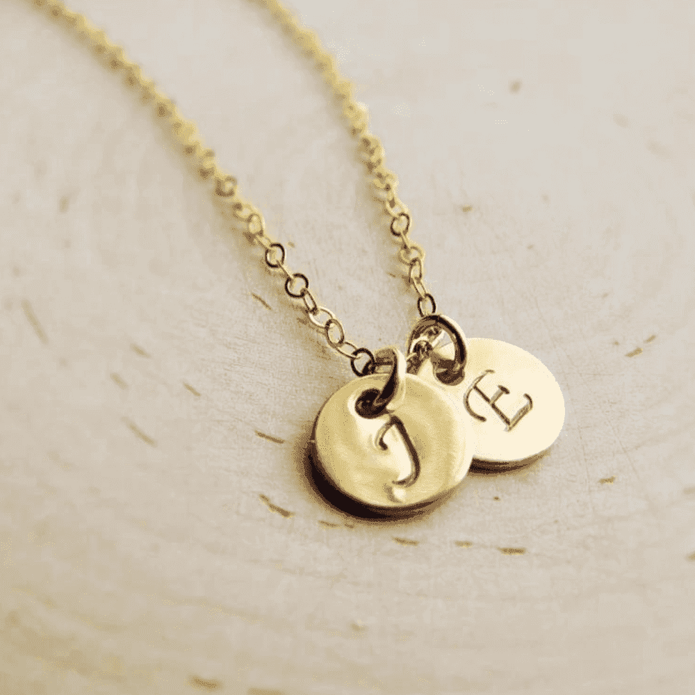 Custom 2 small circle Alphabet Necklace Small Letter initial