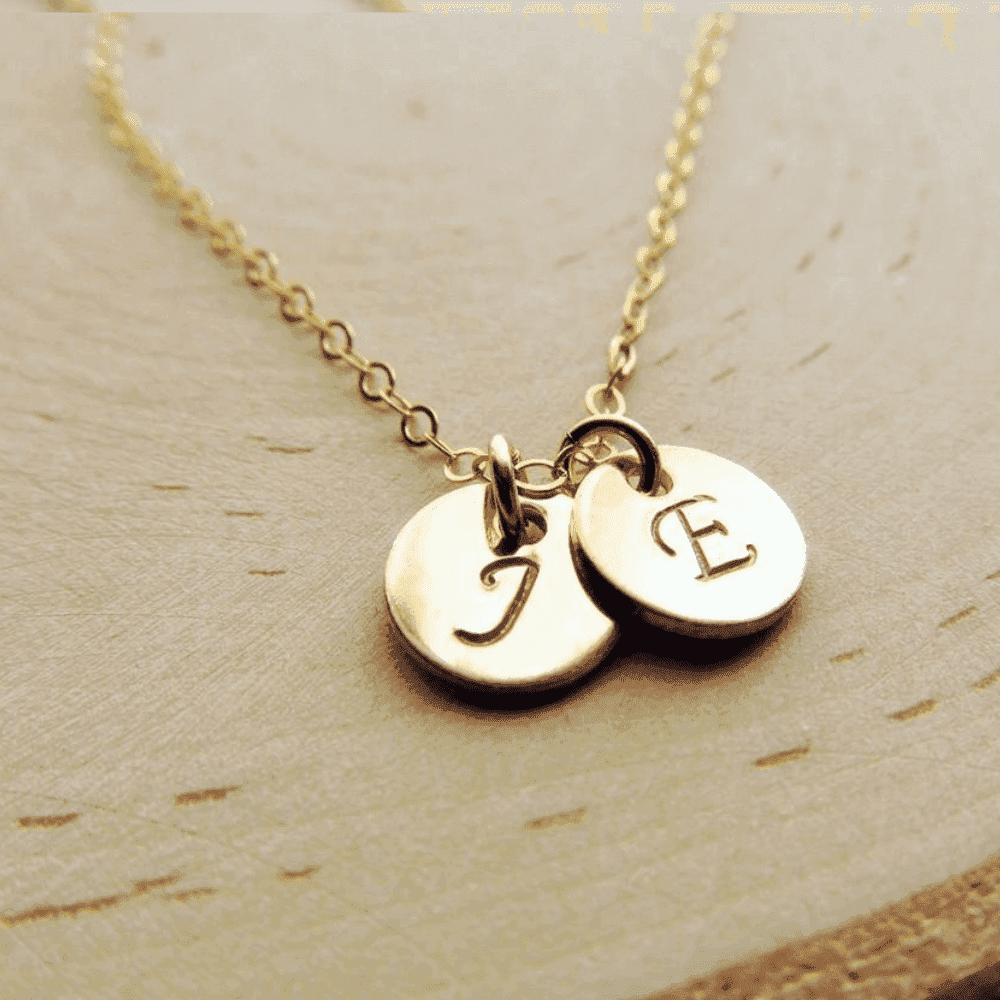 Custom 2 small circle Alphabet Necklace Small Letter initial