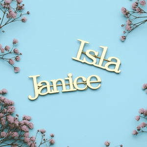 Personalized name brooch combo featuring Isla and Janice in elegant gold finish