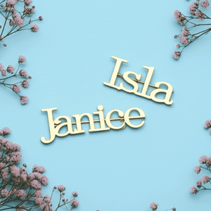 Personalized name brooch combo featuring Isla and Janice in elegant gold finish