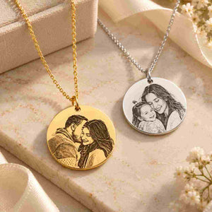 Custom Necklace For Her with Personalized Photo Pendant in Gold and Silver Finish