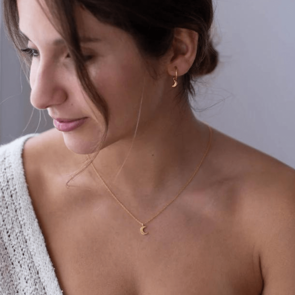 Half moon necklace Silver Or Gold Plated