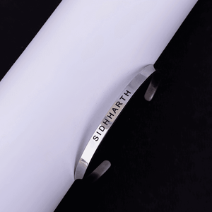 Stylish Name Bracelet in Silver Engraved with Sidharth for a Personalized Touch