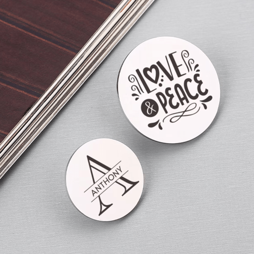 Custom name lapel pin with monogram 'A' and stylish design for personalized accessories