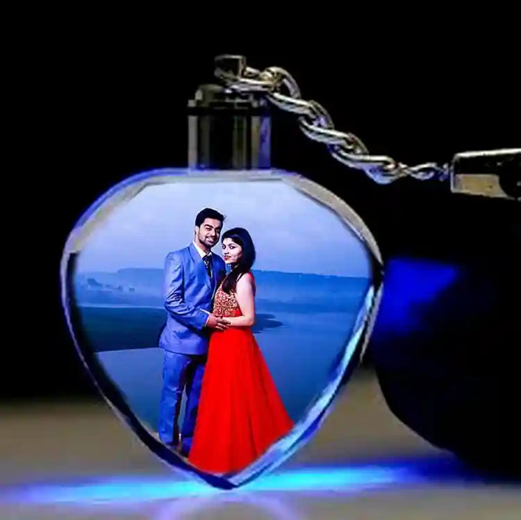 PACK OF Personalized 3D Crystal Photo Portrait Keychain with light LED