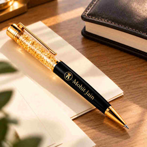 Custom Advocate Pen with Gold Glitter Finish, Personalized with Mohit Jain's Name in Black