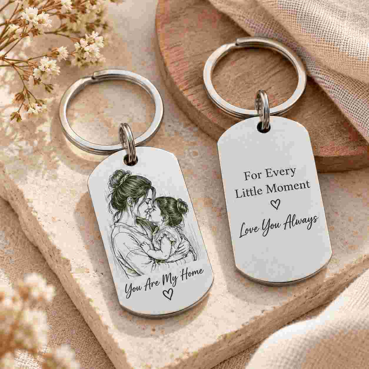 Custom Engraved Keychain with Personalized Message and Silver Finish, Perfect Gift for Loved Ones
