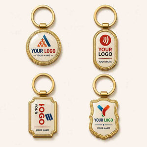 Custom Logo Keychain Set with Four Unique Designs for Personal Branding and Promotions