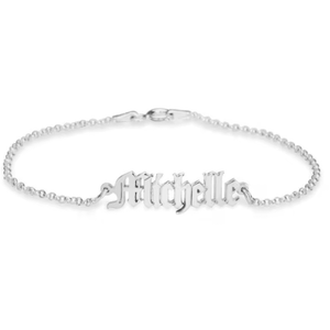 Custom name bracelet featuring the name Michelle in stylish silver design for personalized gifting
