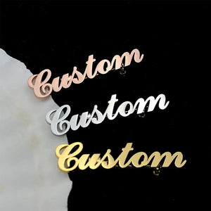 custom name brooch for men available in gold, silver, and rose gold finishes