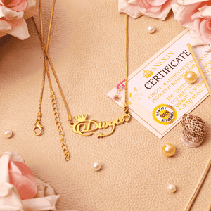 Custom Name Necklace with Crown in Gold with Quality Certificate - Personalized Gift India by Ankx.in