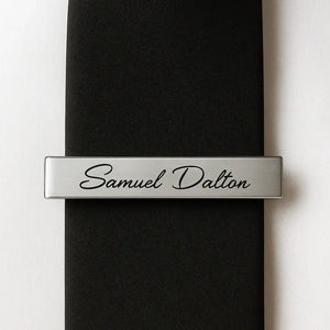 Custom Name Tie Clip in Silver with Elegant Script for Personalized Style