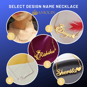 Customized name chain online India featuring various personalized necklace designs from Ankx.in