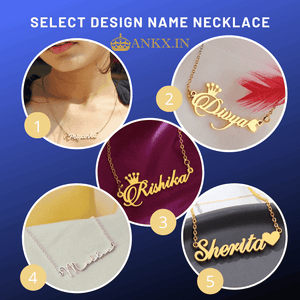 Customized name chain online India featuring various personalized necklace designs from Ankx.in